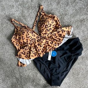 CupShe leopard print plus size bikini.